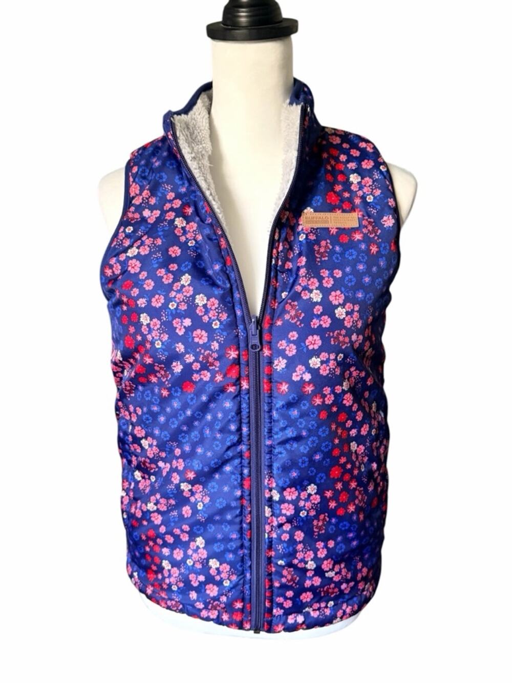 Buffalo David Bitton Navy Floral-Lined Jacket Kids Reversible Vest